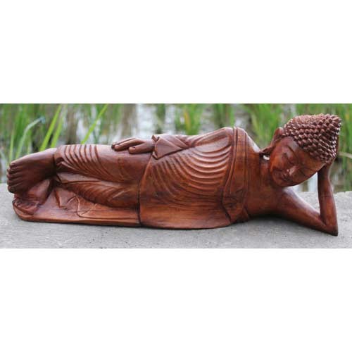 Wooden Buddha Lying 100Cm - Click Image to Close